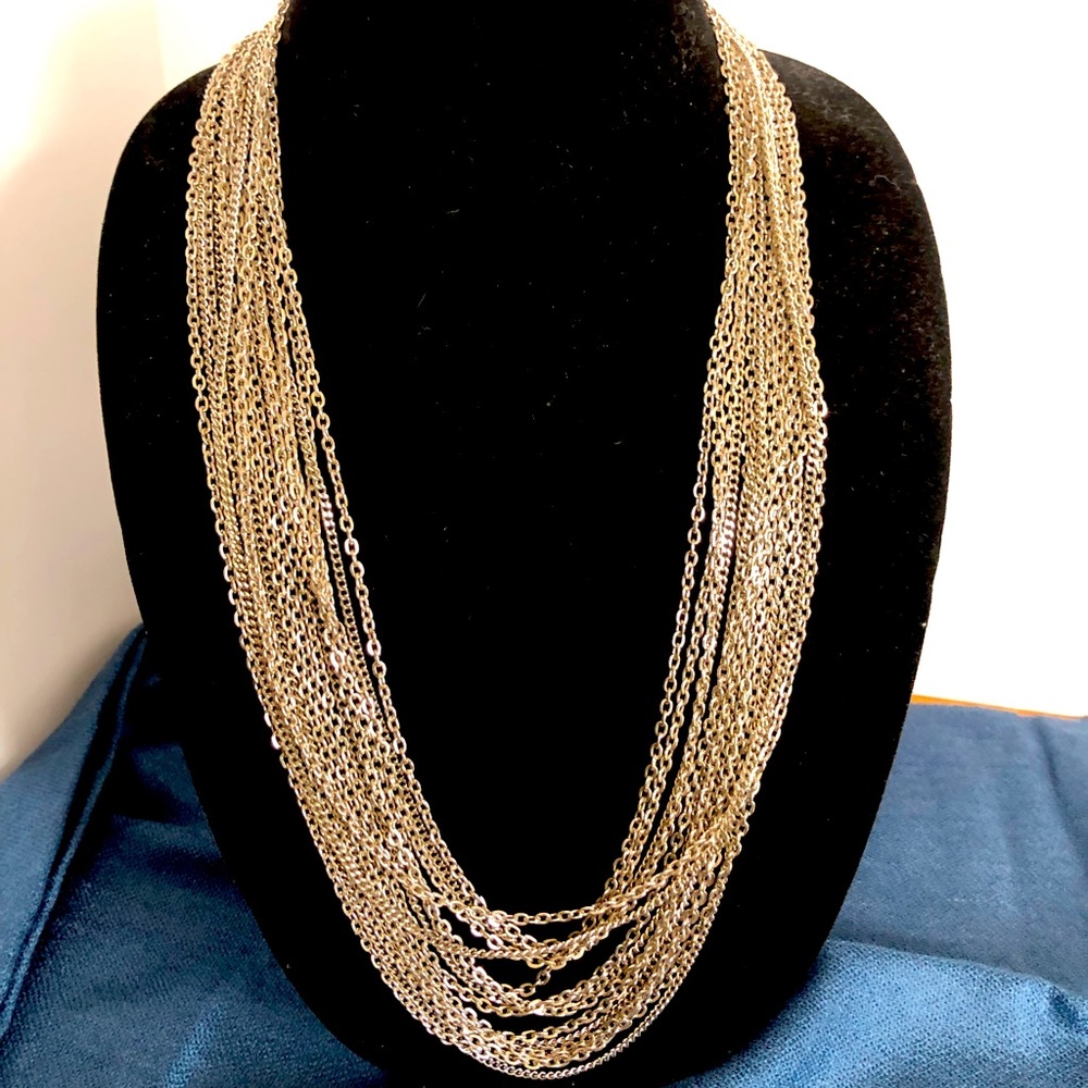 Multi-strand silvertone chain necklace